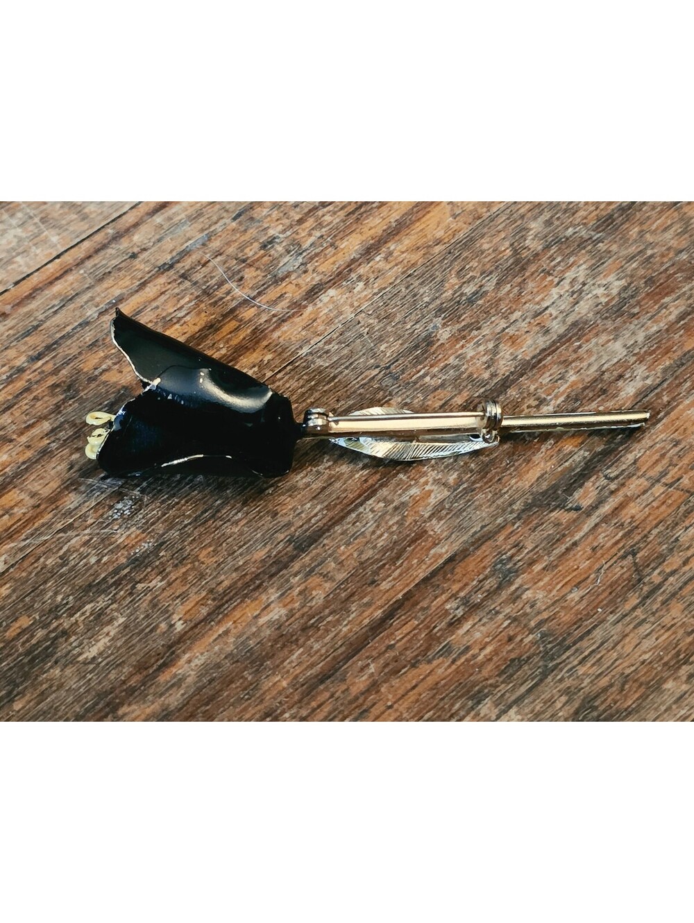 Vintage Black Enamel Calla Lily Flower Pin Brooch